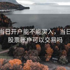 股票当日开户能不能买入，当日开通股票账户可以交易吗