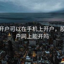 股票开户可以在手机上开户，股票开户网上能开吗