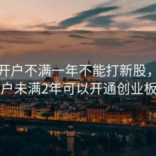 股票开户不满一年不能打新股，股票开户未满2年可以开通创业板吗